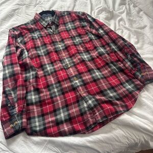 Izod Red and Black Plaid Button-Down Shirt